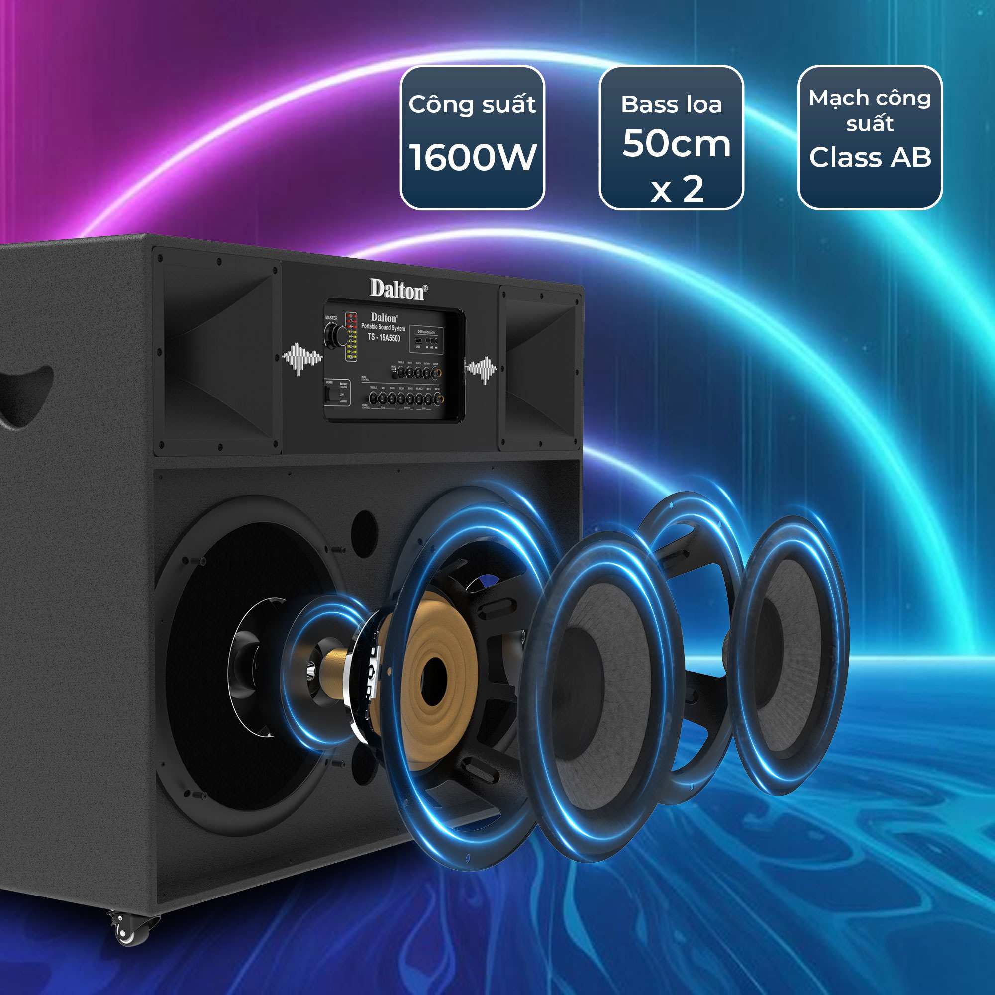 Loa kéo điện Dalton TS-15A5500, công suất 1600W